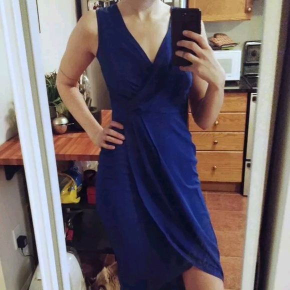AX Paris Blue Wrap-style Dress - Picture 2 of 2